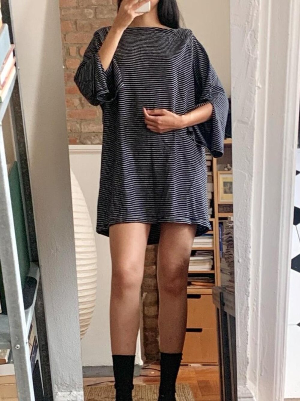 Oak + Fort Striped Oversized T Shirt Dress One Size